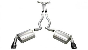 Corsa - 14951BLK 2.5" Dual Rear Exit Catback Exhaust System with 4" Black Tips (2010-2015 Camaro SS)